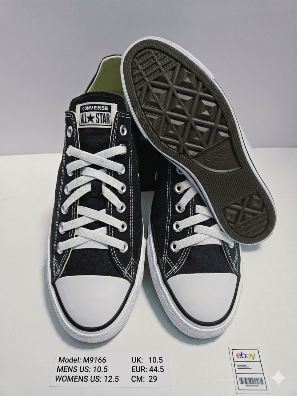 Converse Chuck Taylor All Star Low Top Black White Men's 10.5 / Women's 12.5 - Picture 2 of 10